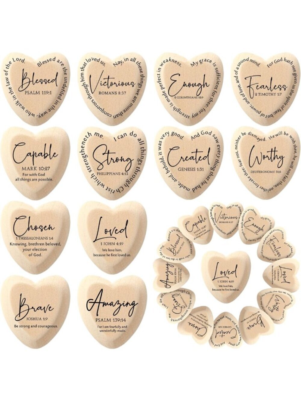Inspirational Wooden Heart Tokens with Bible Verses - Perfect Gift for Dad